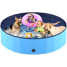 Niubya Foldable Dog Pool, Collapsible Hard Plastic Swimming Pool, Portable Bath Tub for Pets Dogs, Pet Wading Pool for Indoor and Outdoor, 72 x 12 in