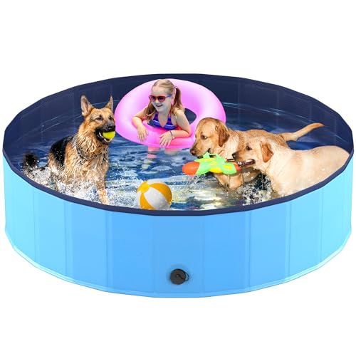 Niubya Foldable Pool, Collapsible Hard Plastic Swimming Pool, Portable Bath