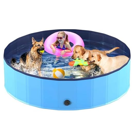 Niubya Foldable Dog Pool, Collapsible Hard Plastic Dog Swimming Pool, Portable Bath Tub for Pets Dogs and Cats, Pet Wading Pool for Indoor and Outdoor, 71 x 12 Inches