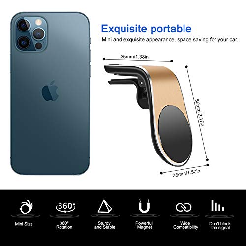 Magnetic Phone Car Mount, [Super Strong Magnet ] 2 Metal Plate Universal Air Vent Stand 360° Rotation GPS Car Phone Holder Compatible with Apple for iPhone, for Samsung LG,Mini Tablet All Cell Phones - Thumbnail 3