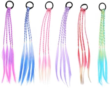 HIFOT 25 Pezzi Extension Capelli Colorate, Piuma Estensione Capelli, Accessori Capelli Bambina Donne, Extension Treccine Finta con 100 Anelli per Capelli e 1 Uncinetto e 1 Pinze
