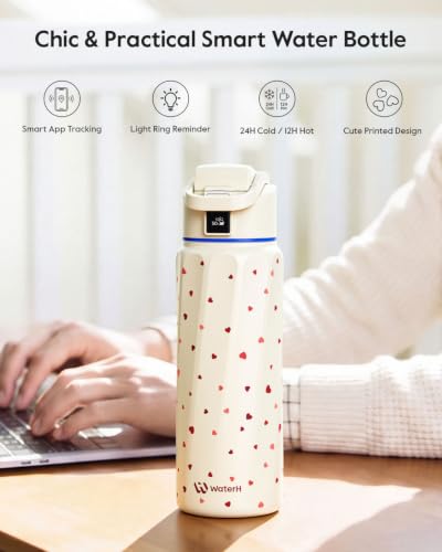 Image of WaterH BOOST Smart Water Bottle Tracker with Reminder to Drink Water, 32oz | Double Wall Vacuum Insulated Stainless Steel, BPA-Free, Leakproof, Wide Mouth for Office, Back to School Supplies