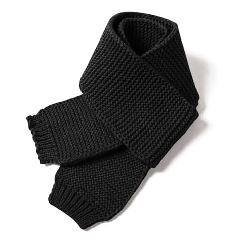 Piewag Kids Knit Scarf Toddler Winter Warm Scarves Neck Warmer Fashion Solid Color Scarf for Boys Girls Black Cover