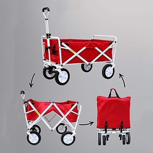 VejiA Zusammenklappbarer Bollerwagen, Haushalts-Multifunktions-Einkaufswagen, Gartenwagen, robuster Wagen mit 4 Strandrädern, Outdoor-Strand-Angelwage – Bild 6