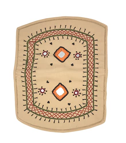 Image of SriShopify Handcrafted Cotton Hand Clutches for Women Stylish Handmade Mirror Embroidery Floral Design Purse for Ladies Gifts (Beige Wallet)
