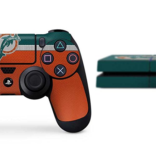 Skinit Decal Gaming Skin Compatible with PS4 Console and Controller Bundle - Officially Licensed NFL Miami Dolphins Vintage Design