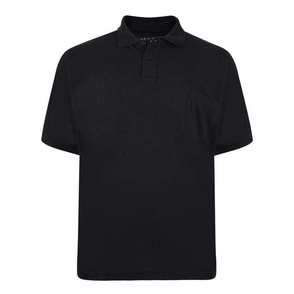 Kam Men's Big Size Poly Cotton Plain Pique Polo Shirt with Pocket (501) in Black in 3XL