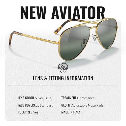 Image of Ray-Ban RB3625 NEW AVIATOR Pilot Shaped Sunglasses for Men & Women with Official RAYBAN Eyewear Kit