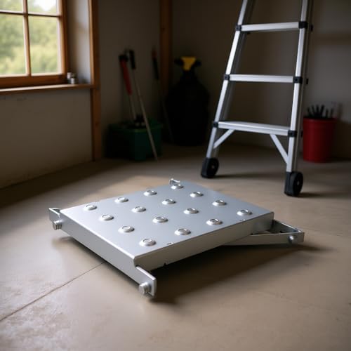 Image of Jiadoqi Telescopic Ladder Small Platform Accessory Iron Folding Ladder Rack 150kg Load Capacity, 1m Height Household and Home Use