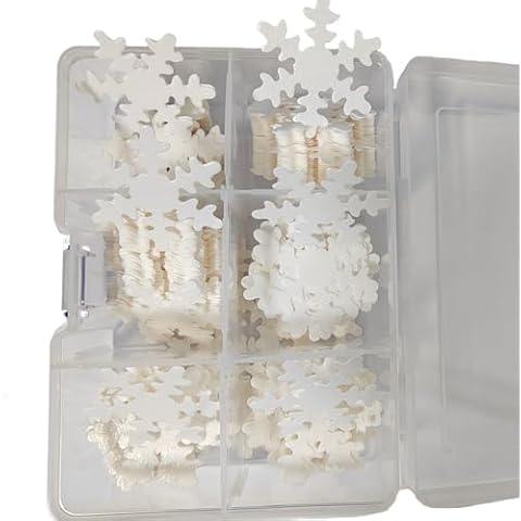 Homankit 50Pcs Edible Cupcake Toppers Snowflakes for Cake Decorating Christmas Winter Frozen Birthday Party Decoration White Cover