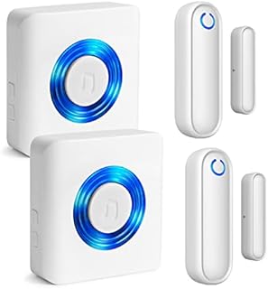 Wireless Caregiver Pager Door Sensor Alarm for Elderly Dementia Patients, Door Open Chime Alert Kit for Kids Safety/Home/Store/Business with Door Sensor+Plug-in Receiver (2 Sensor 2 Receiver)