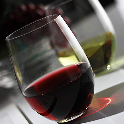 image for LUXU Stemless Wine Glasses(Set of 4)-20 oz,Clear Wine Cups for Red or 