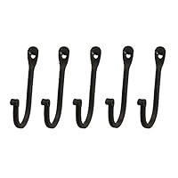 Early American Single Prong Wrought Iron Hooks - Rustic Curved Metal Fasteners - Decorative Colonial Wall Dcor