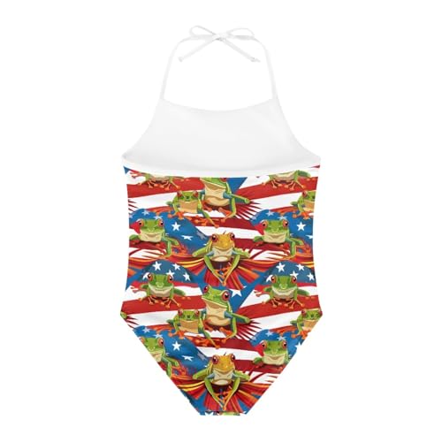 Image of KiuLoam Tropical Floral Navy Blue Girls One Piece Swimsuit Quick Dry Beach Swim Bathing Suit for 3-8 Years Little Girls
