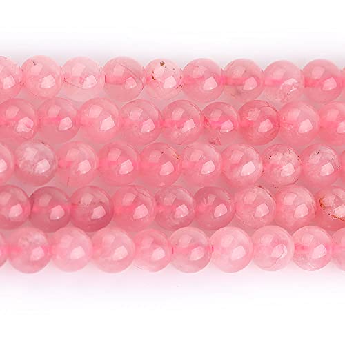 GEM-Inside Natural 6mm Madagascar Rose Quartz Crystals Round Gemstone Semi Precious Loose Beads for Jewellery Making 15'' - Image 2