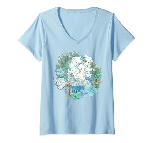 T-shirt Ariel Disney col V bleu pour raviver la magie de La Petite Sirène