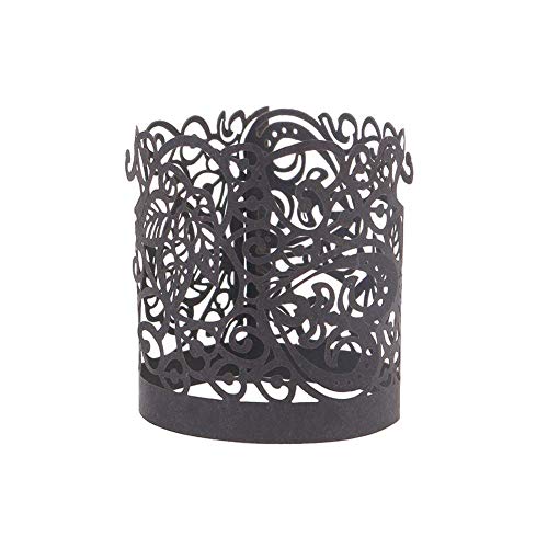 Yuelee 7R576035240412C 50 Pack Black Tea Light Candle Holders Set Flameless Tea Light Decorative Wraps Hollow Pattern Votive Candle Holders thumb #7