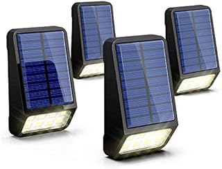 Solar Fence Lights, LOHAS Solar Security Lights Outdoor, 8 LED, Day White 6000K, IP65 Waterproof, Automatically Light-up and Store Solar Energy, Perfect Used in Pathway, Hallway, Fence, 4 Pack