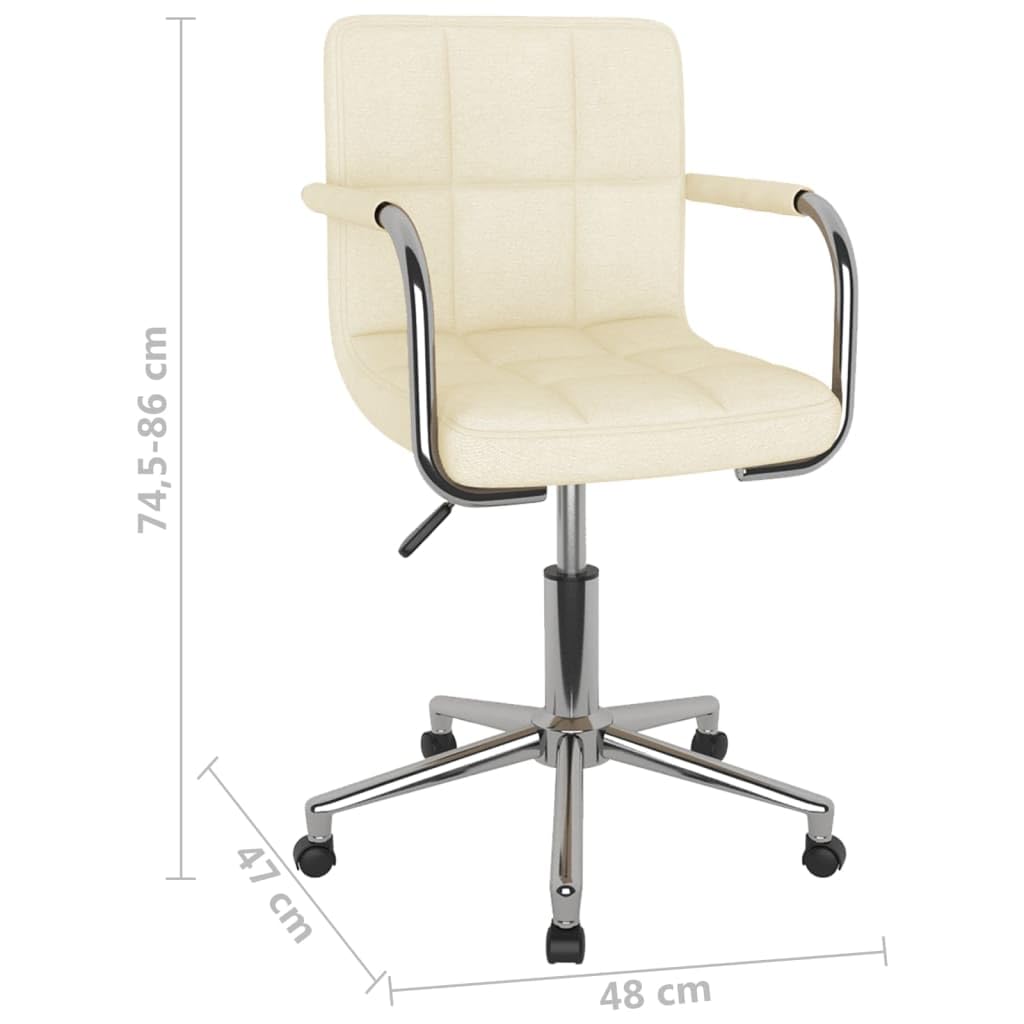 Sedia da ufficio girevole, in tessuto color crema, con molla a gas e ruote, struttura in acciaio cromato, 48 x 47 x 74,5-86 cm, ergonomica, per ufficio, casa, studio, con schienale