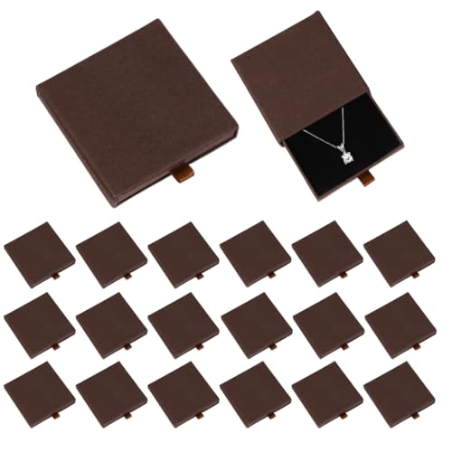 Sweet Plus 薄型 ギフトボックス ラッピング 箱 アクセサリー ジュエリー ネックレス プレゼント用 ハンドメイド パッケージ スポンジ台付き (ブラウン/10*10*1.7cm/20個)