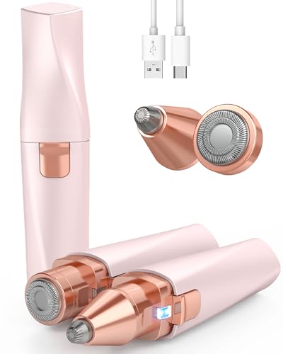 IFANZETECH Eyebrow & Facial Hair Removal for Women: 2 in 1 Rechargeable Eyebrow Trimmer & Face Shaver, Painless Electric Facial Eye brow Razors Epilator with Built-in LED Light -Perfect for Face, Lips & Body
