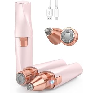 Eyebrow & Facial Hair Trimmer for Women: 2 in1 Rechargeable Facial Hair Removal and Eyebrow Shaver, Painless Shaving with Built-in LED Light – Perfect for Face, Lips, and Body