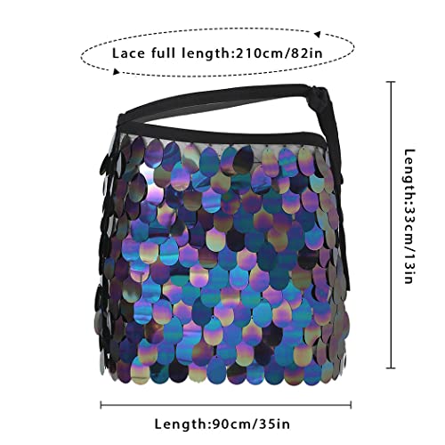 Victray Belly Dance Hip Skirt Sequin Hip Scarf Sparkly Short Skirts Party Hip Wrap Fashion Costume For Women And Girls (Black) #TOP3