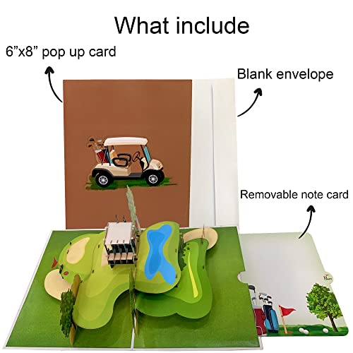 Golf Fathers Day Card By 22Craft - Fathers Day Pop Up Card Golf 6"X 8" - Happy Fathers Day Card From Wife, Daughter, Son, Kids For Husband, Grandpa, Papa, Dad Birthday Pop Up Fathers Day Cards #TOP3