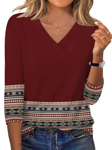 Image of XIEERDUO 3 /4 Length Sleeve Womens Tops V Neck T Shirts Summer Clothes Basic Blouses Dressy Casual 2026 Spring Outfits