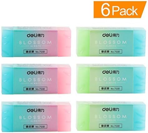 6Pcs Colored Cube Pencil Erasers, Soft Cube Cute Gradient Rubber Erasers for Kids,School (6Pack)