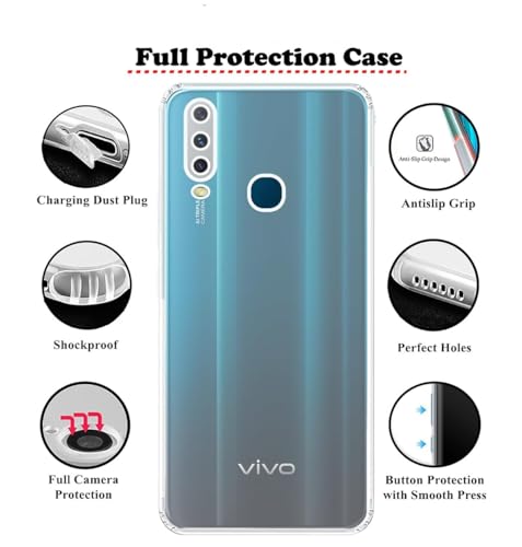 Image of COVERBLACK Soft Rubber Silicon Clear Back Cover Compatible Model for Vivo Y17 - Transparent