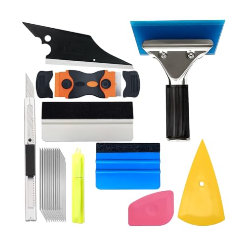 XINLIYA Car Window Tint Application Tools Kit, 18PCS Vehicles Glass Protective Wrapping Installation Set with Squeegees Cutting Knife & Blades, Auto Film Scrapers Accessories, Universal Fit
