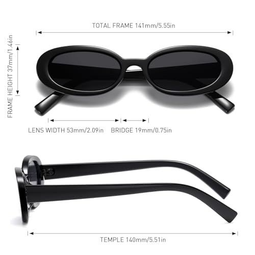 2Pcs Retro Oval Sunglasses for Women Men Trendy UV400 Small Vintage Shades 90's Style Sun Glasses2
