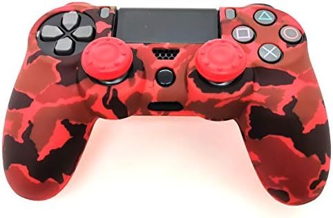 PS4 Controller Skin (1 Pair L2 R2 Trigger Extender+4 Thumb Grips+4 LED Light Bar Decal) Anti-Slip Silicone Cover Protector Sleeve Case for DualShock 4 PS4/PS4 Slim/PS4 Pro Controller (Red Camouflage) - 4