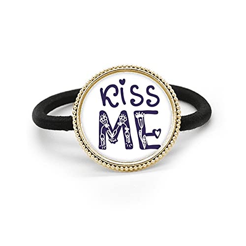Élastique à cheveux argenté Kiss Me avec attache élastique en caoutchouc pour queue de cheval