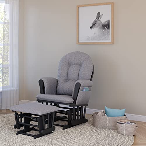 STORKCRAFT Hoop Glider and Ottoman, 1 Count (Pack of 1), Gray/Slate Gray Swirl