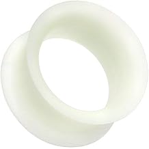 Covet Jewelry Glow in the Dark Ultra Thin Flexible Silicone Ear Skin Double Flared Tunnel Plug Earrings