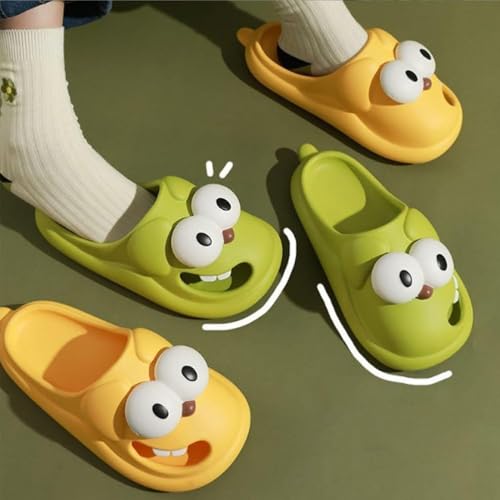 Big Eye Dog Slippers for Women and Men,Kissing Slippers,Tongue Kiss Sandals,Big Toe Shoes Funny,Non-Slip Quick Drying Soft Lightweight Shower Cloud Slides,Cartoon Package Head Eva Slides4