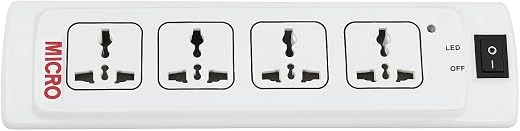 Micro 4 Socket Power Strip with LED Indicator and 1.8 Meter Cord | Universal Extension Board with On/Off Switch for Home, ...