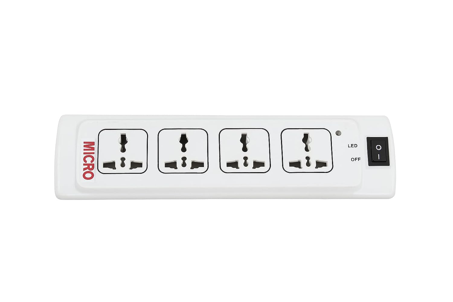 Micro 4 Socket Power Strip with LED Indicator and 1.8 Meter Cord | Universal Extension Board with On/Off Switch for Home, ...
