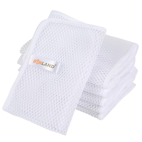SUNLAND Netted Dish Cloths for Washing Dishes No Odor Dishes Scrubber for Kitchen-Fast Drying and Easy to Clean Mesh Dish Cloth 6 Pack 12Inch x12Inch White