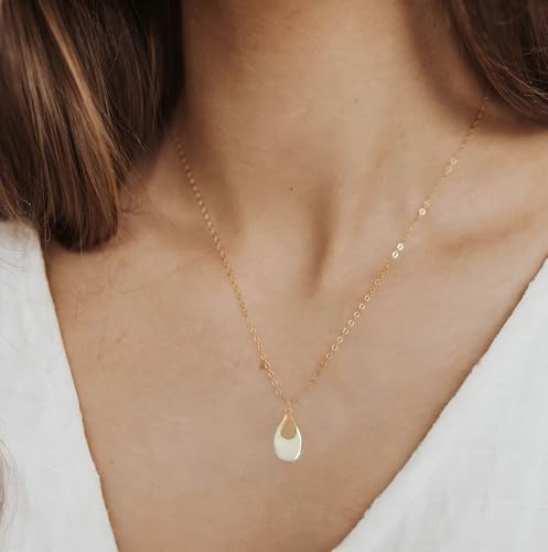 Jojomina Mixed Metal Necklace Gold and Silver Two Tone Jewelry for Women Dainty Teardrop Pendant Necklaces for Mom2