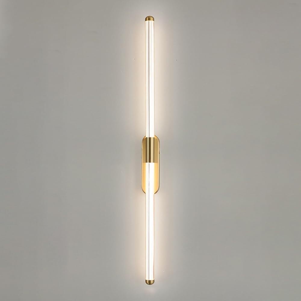 JYBNBBE Acrylic Sconce Brushed Brass Gold LED Wall Light, Italian Minimalist Linear Design for Bedroom, Living Room, Hallway
