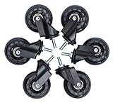 AFK Tech ShopSkates Creeper Caster Wheels | Set of 6 | Roller Blade Rubber | Heavy-Duty 2.5” casters | Replacement Hardware Included | 360 Degree No Noise (Black)