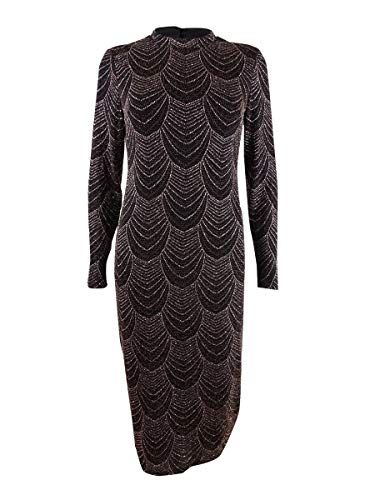 Robe midi à col montant Nine West Noir et bronze taille 34