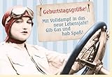 Gutsch Verlag Lustige Geburtstagskarte: Retro-Pilotin im Flugzeug, Vintage Humor & Spruch Volldampf ins neue Lebensjahr! - Spaßige Gratulation - mit Umschlag