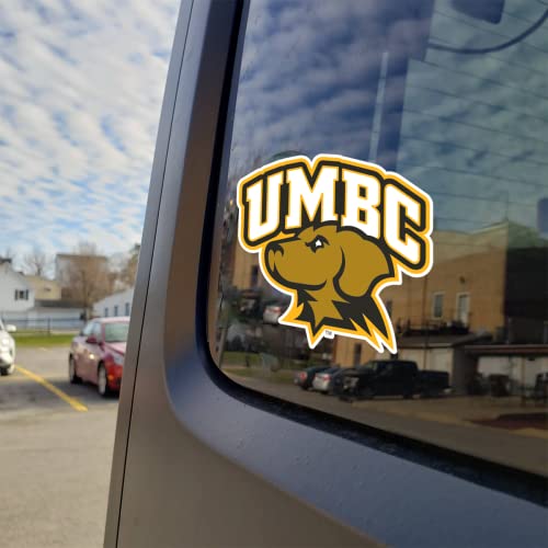 Image of University of Maryland Baltimore County Golden Retrievers UMBC Arched Over Dog Head Weatherproof Vinyl Sticker Car Decal from Nudge Printing