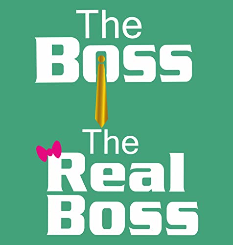 Image of Hangout Hub Hangout-Hub024$P Couple Tshirts for Couples | Printed The Boss The Real Boss T-Shirts | Men's and Women's Round Neck T-Shirt (Pack of 2, Cotton, Half Sleeves)