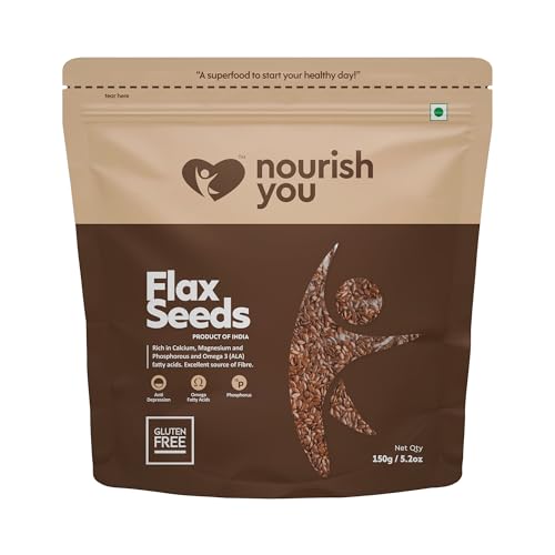 Image of Nourish You Raw Flax Seeds 150g | Supper For High Protein, Rich in Fiber & Omega-3 | 100% Natural Flax Seeds for Hair Growth | Flax Seeds for Eating, Smoothies, and Healthy Baking