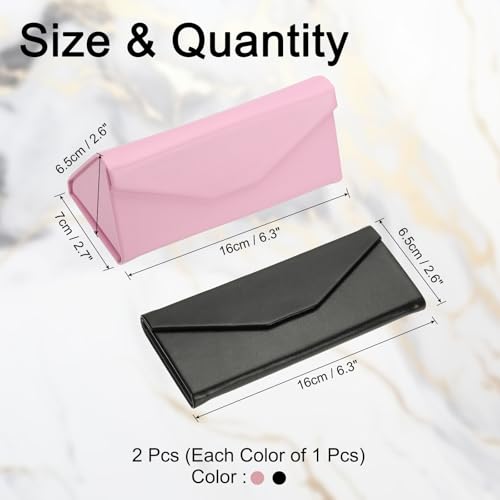Image of PATIKIL Foldable Glasses Case, Triangle Magnetic Sunglasses Organizer Case PU Leather Hard Eyeglass Case for Women (2 Pcs)